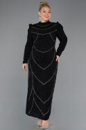 Robe Hijab Grande Taille Longue Noir ABU5411
