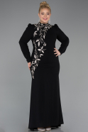 Robe Hijab Grande Taille Longue Noir ABU5395