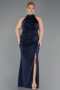 Robe Grande Taille Longue Bleu Marine ABU5427