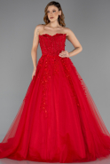 Robe De Fiançailles Grande Taille Longue Rouge ABU5468