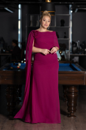 Robe de Soirée Grande Taille Longue Mousseline Prune ABU5419