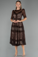 Tenue De Soirée Dantelle Midi Brun ABK1388