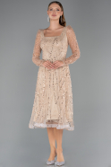 Robe de Cérémonie Midi Perlé Or ABK2469