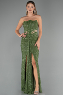 Robe De Soirée Longue Vert Huile ABU5185