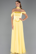 Robe De Soirée Mousseline Longue Jaune ABU5327