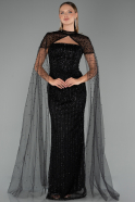 Robe de Soirée Longue Perlé Noir ABU5483