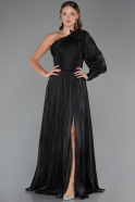 Robe de Soirée Longue Mousseline Noir ABU5489