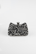 Sac De Soirée Luxe Pierreux Noir-Argent SH828