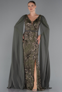 Robe de Soirée Longue Perlé Kaki ABU5248