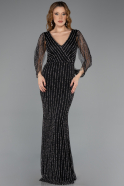 Robe de Soirée Longue Pierreux Noir ABU5475
