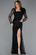 Robe de Soirée Longue Squameuse Noir ABU5516