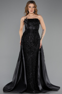 Robe de Soirée Longue Perlé Noir ABU5511
