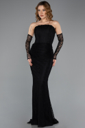 Robe de Soirée Longue Dantelle Noir ABU5510