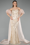 Robe de Soirée Longue Beige ABU5537