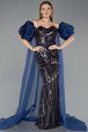Robe de Soirée Longue Bleu Marine ABU5537