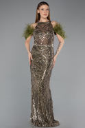 Robe de Soirée Longue Kaki ABU5538