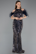 Robe de Soirée Longue Bleu Marine ABU5538
