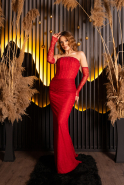 Robe de Soirée Longue Dantelle Rouge ABU5510