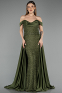 Robe de Soirée Longue Perlé Kaki ABU5542