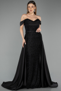 Robe de Soirée Longue Perlé Noir ABU5542