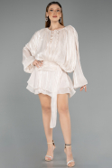 Tenue de Soirée Mini Mousseline Beige ABK2499