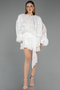 Tenue de Soirée Mini Mousseline Blanc ABK2499
