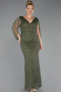 Robe de Soirée Grande Taille Longue Pierreux Kaki ABU5478