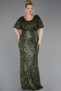 Robe De Soirée Grande Taille Squameuse Longue Kaki ABU4926