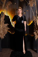Robes De Soirée Grande Taille Longue Velours Noir ABU4317