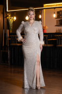 Robe Grande Taille Squameuse Longue Beige ABU3505