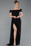 Robe de Soirée Longue Lacé Noir ABU5553