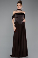 Robe de Soirée Grande Taille Longue Mousseline Brun ABU5551