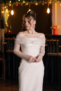 Robe de Soirée Longue Perlé Beige ABU5550