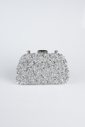 Sac de Soirée Luxe Pierreux Argent SH839