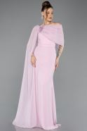 Robe De Soirée Mousseline Longue Poudre ABU5418