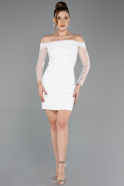 Robe De Cérémonie Courte Blanc ABK2455