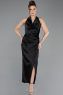 Robe De Soirée Midi Satin Noir ABK2506