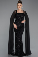 Robe de Soirée Longue Squameuse Noir ABU5589