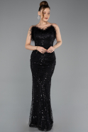 Robe de Soirée Longue Perlé Noir ABU5590