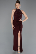 Robe de Soirée Longue Rouge Bordeaux ABU5593