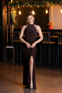 Robe de Soirée Longue Brun ABU5593