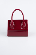 Sac de Soirée Luxe Cuir Verni Rouge Bordeaux KC165