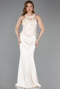Robe de Soirée Longue Satin Or ABU5601