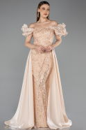 Robe De Soirée Perlé Longue Or ABU5154