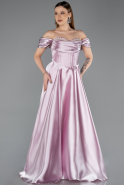Robe De Soirée Grande Taille Satin Longue Poudre ABU5726