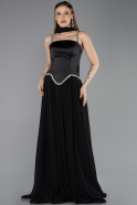 Robe de Soirée Longue Mousseline Noir ABU5619