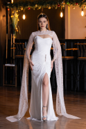 Robe de Soirée Longue Dantelle Blanc ABU5614