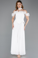 Robe de Soirée Midi Mousseline Blanc ABU6037