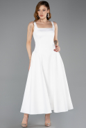 Robe de Cérémonie Midi Satin Blanc ABK2519