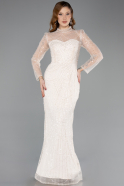 Robe de Soirée Longue Perlé Beige ABU5638